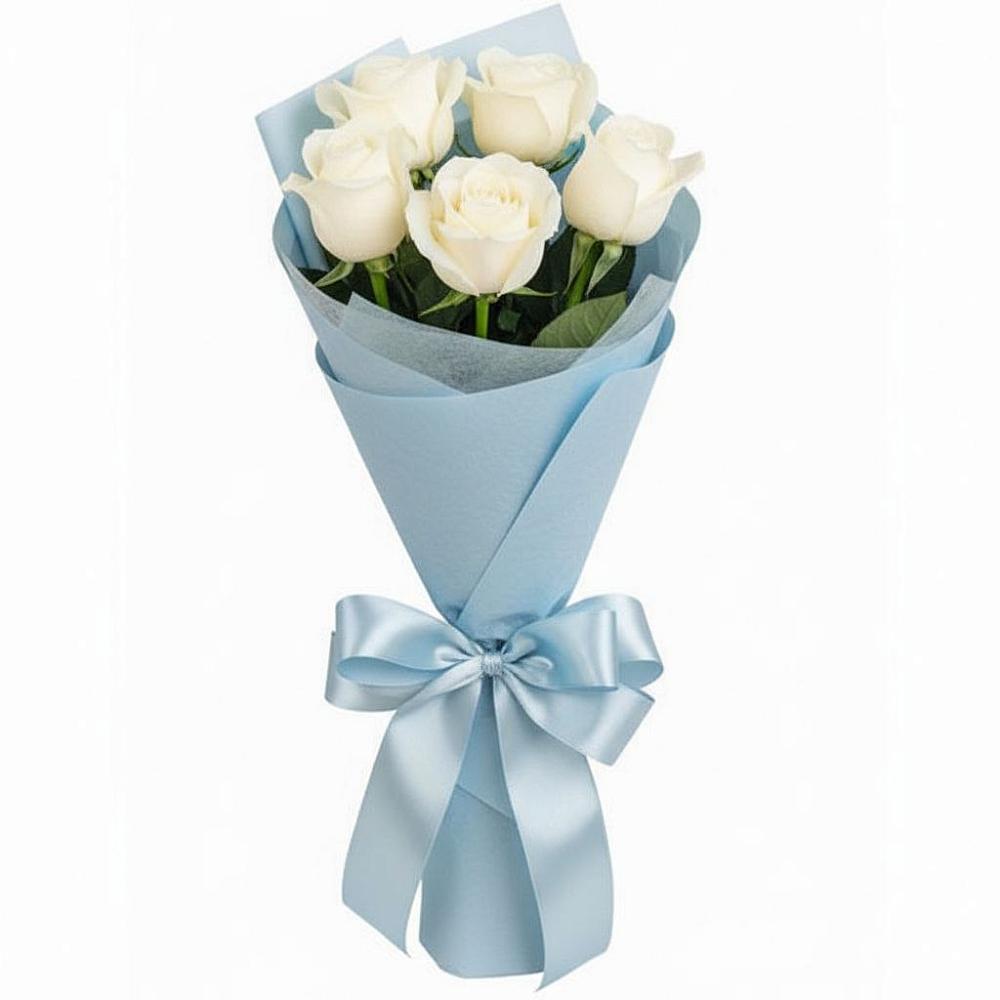 Букет 5 Белых роз Проуд в Пашию