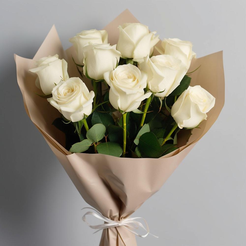 Букет 9 Белых роз Эдлесс Лав в Пашию