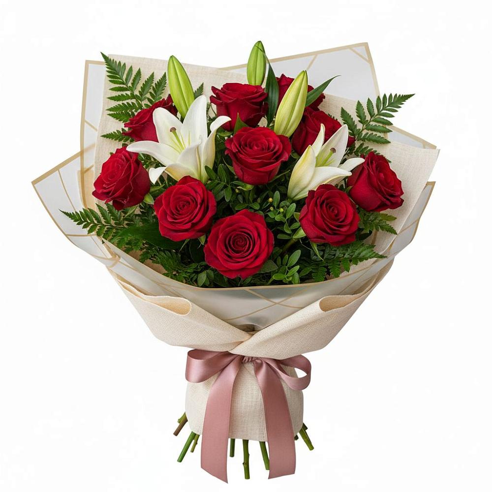 Букет цветов из: Лилии и Розы в Пашию