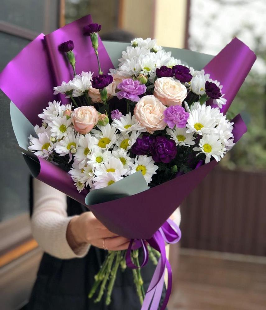 Букет цветов из: Хризантемы, Гвоздики и Розы в Пашию