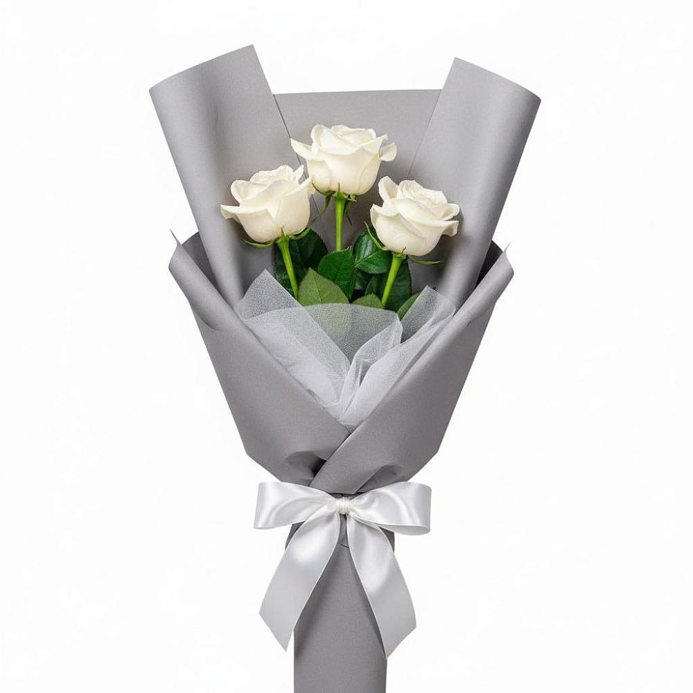 Букет 3 белые розы в Пашию