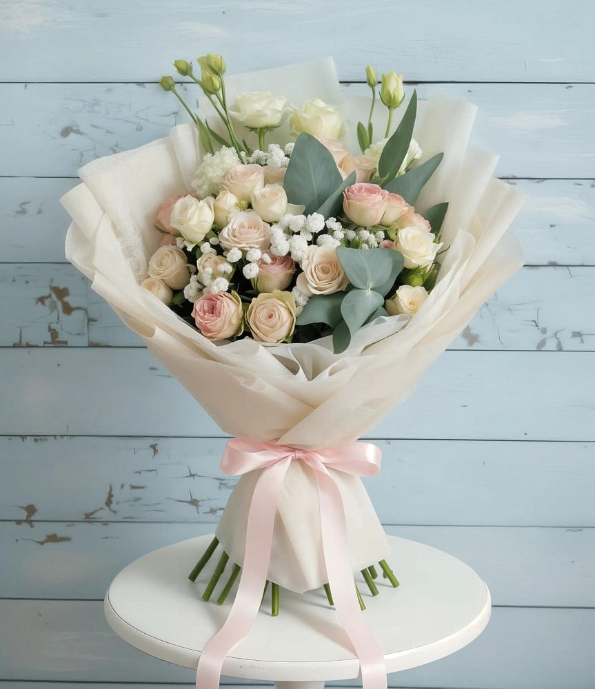 Букет цветов из: Розы и Лизиантусы в Пашию