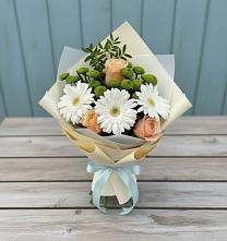 Букет цветов из:  Герберы, Розы и Хризантемы в Пашию