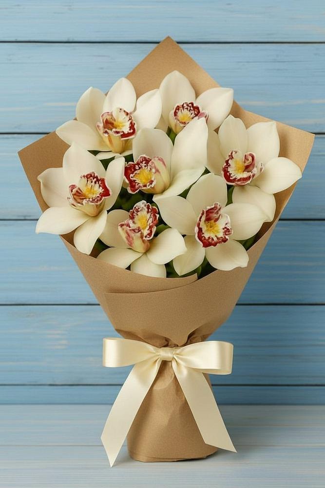 Букет цветов из: Орхидеи и Розы в Пашию